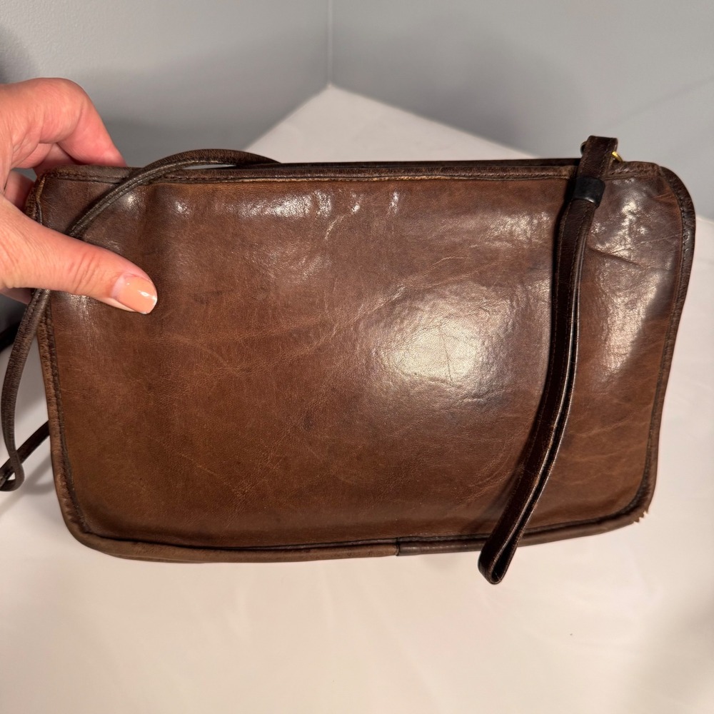 Vintage 90's Coach Leather Shoulder Clutch Bag Dark Brown Purse #0132 - Picture 5 of 16
